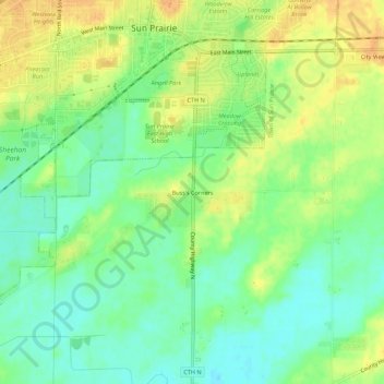 Buss's Corners topographic map, elevation, terrain