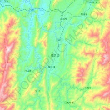 城步县 topographic map, elevation, terrain