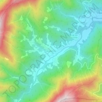 Verdelhos topographic map, elevation, terrain