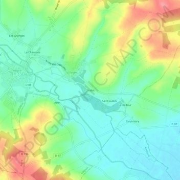 Chollet topographic map, elevation, terrain