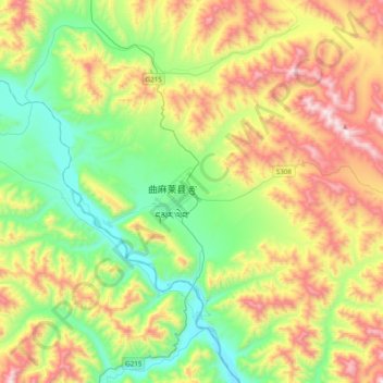 曲麻莱县 topographic map, elevation, terrain