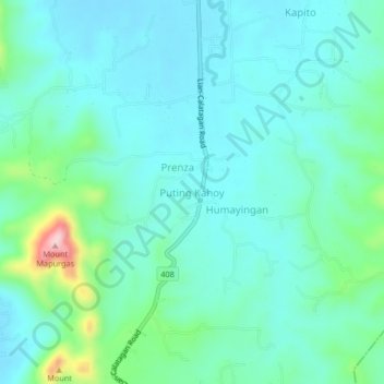 Puting Kahoy topographic map, elevation, terrain