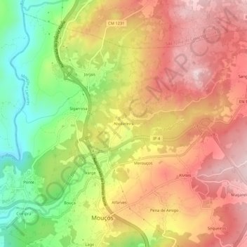 Abobeleira topographic map, elevation, terrain