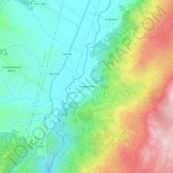 Tourencinho topographic map, elevation, terrain