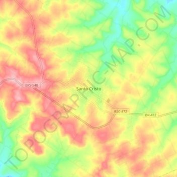 Santo Cristo topographic map, elevation, terrain