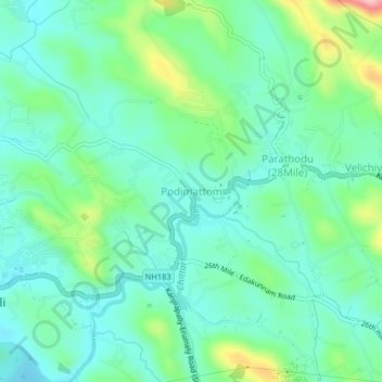 Podimattom topographic map, elevation, terrain
