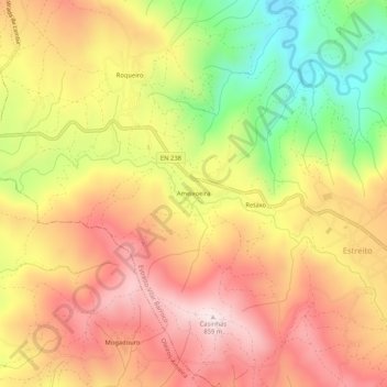 Ameixoeira topographic map, elevation, terrain