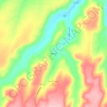 Stockett topographic map, elevation, terrain