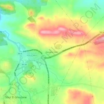 Haouche Delbi topographic map, elevation, terrain