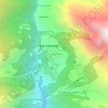 Chaurikharka topographic map, elevation, terrain