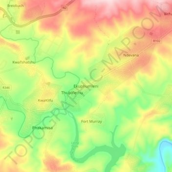 Ekuphumleni topographic map, elevation, terrain