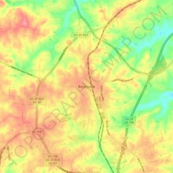 Reidsville topographic map, elevation, terrain