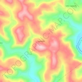 Saudades topographic map, elevation, terrain