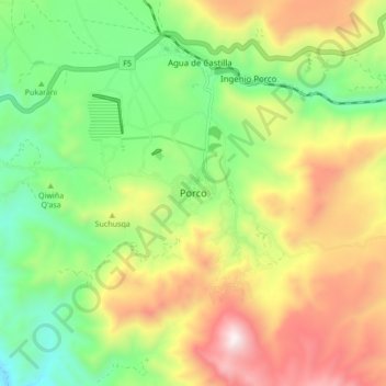 Porco topographic map, elevation, terrain