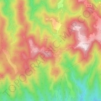 Les Margoutons topographic map, elevation, terrain