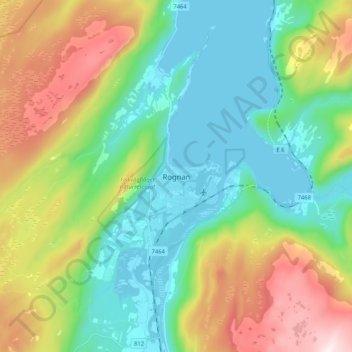 Rognan topographic map, elevation, terrain