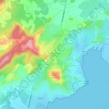 Trinité de Porto Vecchio topographic map, elevation, terrain