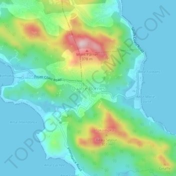 Quatre Bornes topographic map, elevation, terrain