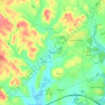 Vidigal topographic map, elevation, terrain
