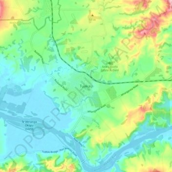 Tuakau topographic map, elevation, terrain