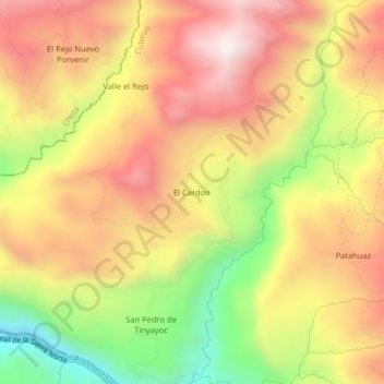 El Cardon topographic map, elevation, terrain