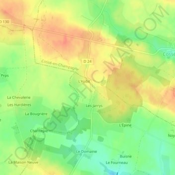 Champ de l'Habit topographic map, elevation, terrain