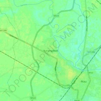 Aurangabad topographic map, elevation, terrain