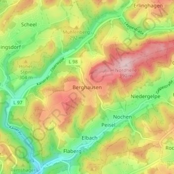 Berghausen topographic map, elevation, terrain