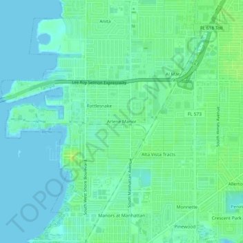 Arlene Manor topographic map, elevation, terrain