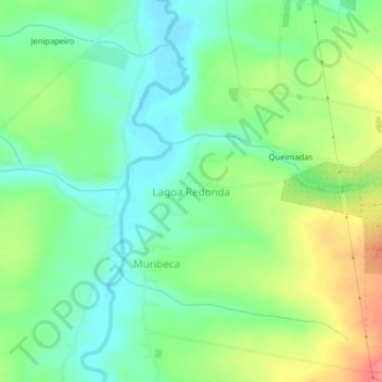 Lagoa Redonda topographic map, elevation, terrain