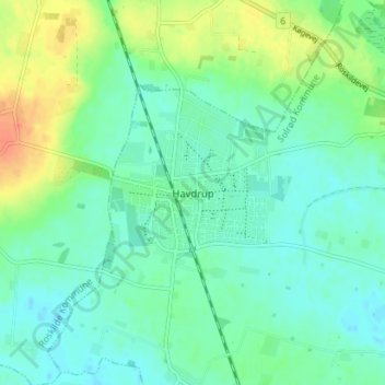 Havdrup topographic map, elevation, terrain