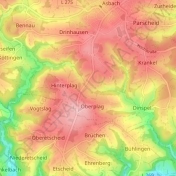 Straßen topographic map, elevation, terrain