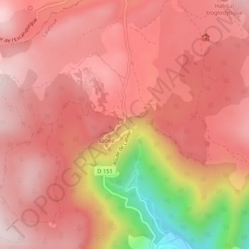 Grotte de Labeil topographic map, elevation, terrain