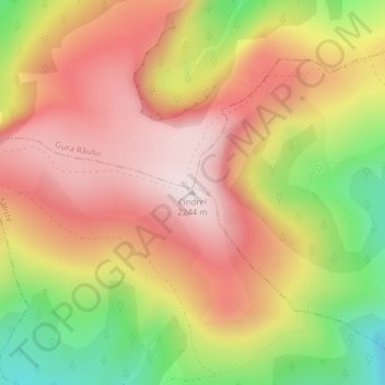 Cindrel topographic map, elevation, terrain