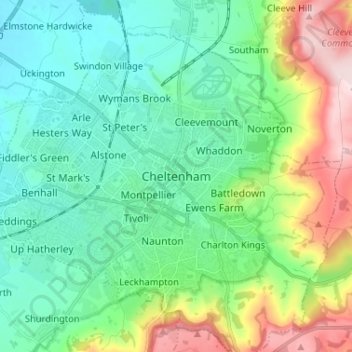 Cheltenham topographic map, elevation, terrain