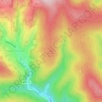 Hasberg topographic map, elevation, terrain
