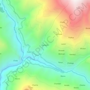 Kachedh topographic map, elevation, terrain