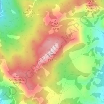 Monte Capra topographic map, elevation, terrain
