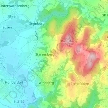 Kreuzberg topographic map, elevation, terrain