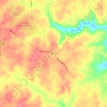 Tench topographic map, elevation, terrain
