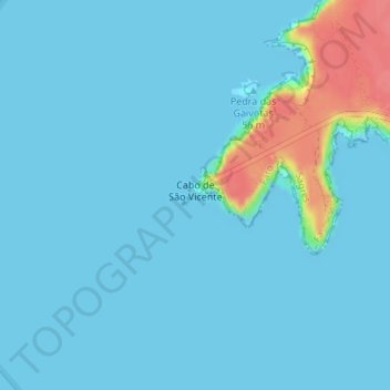 Cabo de São Vicente topographic map, elevation, terrain