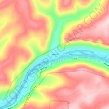 Hemlock topographic map, elevation, terrain