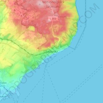 Sassnitz topographic map, elevation, terrain