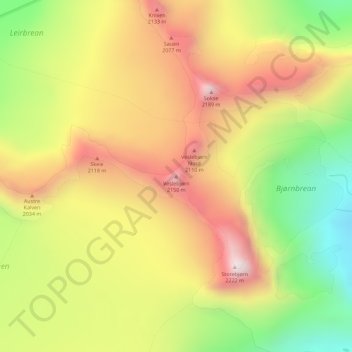 Veslebjørn topographic map, elevation, terrain