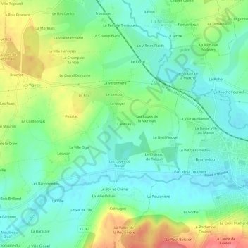 Carissan topographic map, elevation, terrain