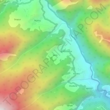 Sersi topographic map, elevation, terrain