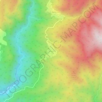 Leshten topographic map, elevation, terrain