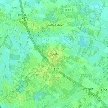 Seeth topographic map, elevation, terrain