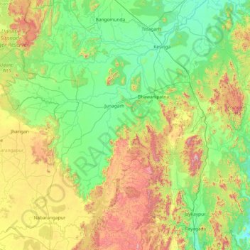 Kālāhandi topographic map, elevation, terrain