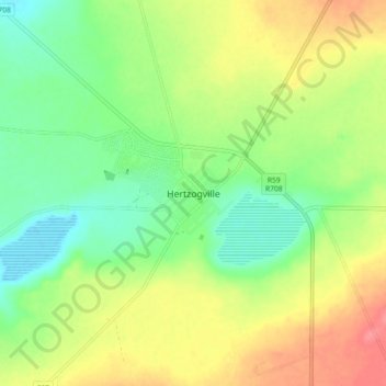 Hertzogville topographic map, elevation, terrain